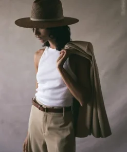 Janessa Leone Accessories>Asher Raffia Straw Fedora Brown