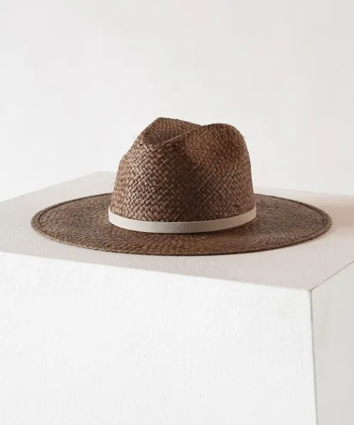 Janessa Leone Accessories>Asher Raffia Straw Fedora Brown