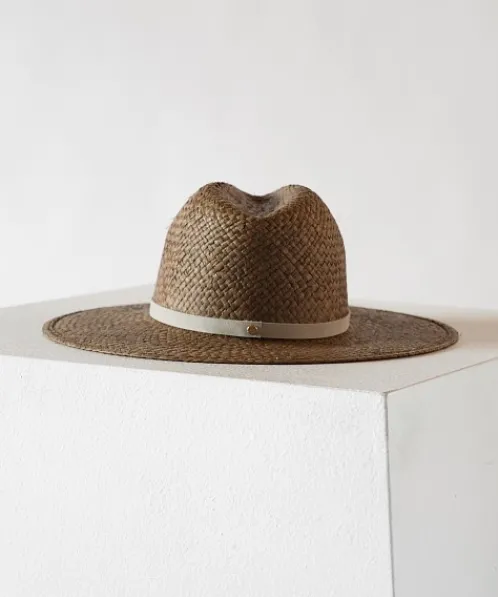 Janessa Leone Accessories>Asher Raffia Straw Fedora Brown