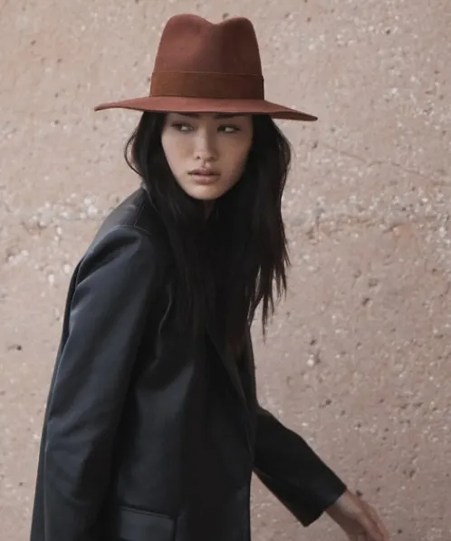 Janessa Leone Accessories>Cotta Fedora Hat Burnt Orange