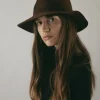Janessa Leone Accessories>Emerson Packable Hat Wool Brown