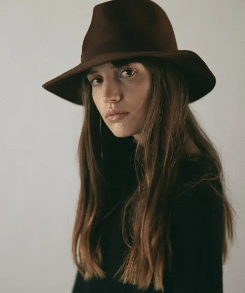 Janessa Leone Accessories>Emerson Packable Hat Wool Brown
