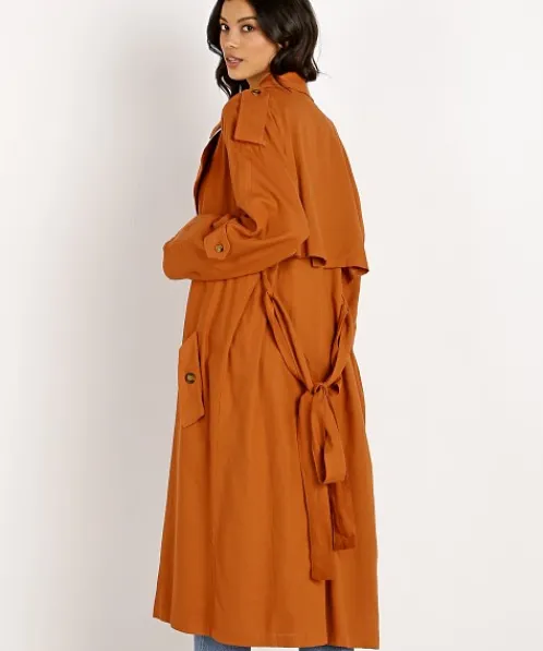 Jen's Pirate Booty Jackets>Basic Instinct Trench Coat Sunburn Linen
