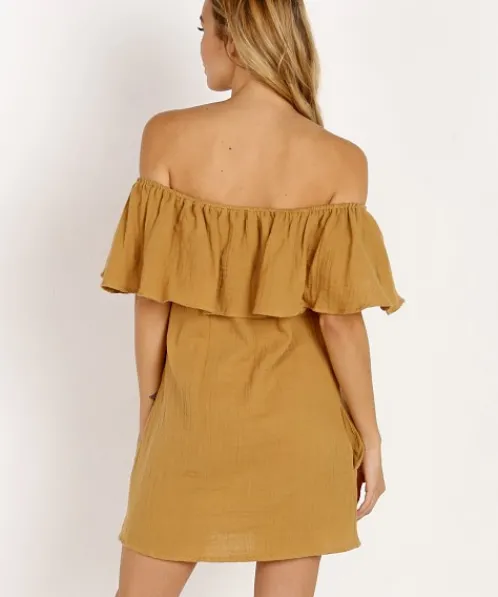 Jen's Pirate Booty Dresses>Double Gauze Senorita Dress Mustard