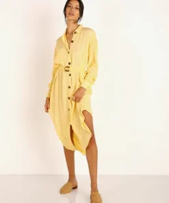 Jen's Pirate Booty Dresses>Ipanema Shirt Dress Sunshine Crinkle