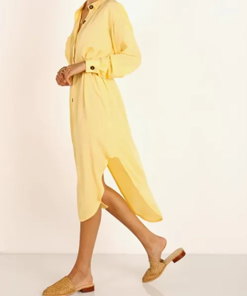 Jen's Pirate Booty Dresses>Ipanema Shirt Dress Sunshine Crinkle