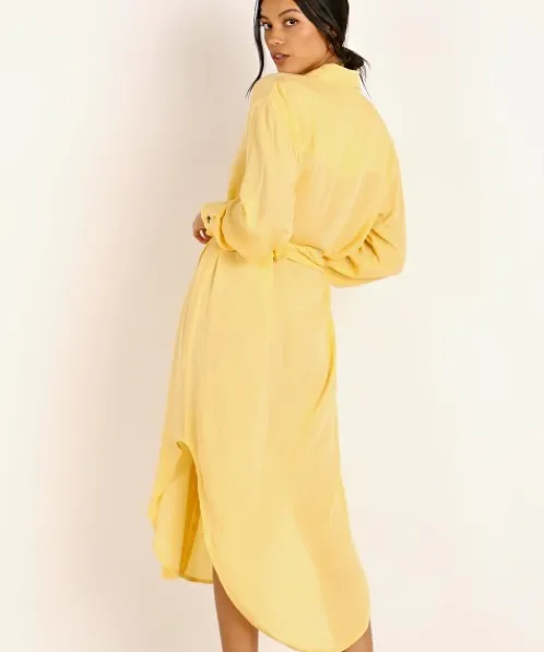 Jen's Pirate Booty Dresses>Ipanema Shirt Dress Sunshine Crinkle