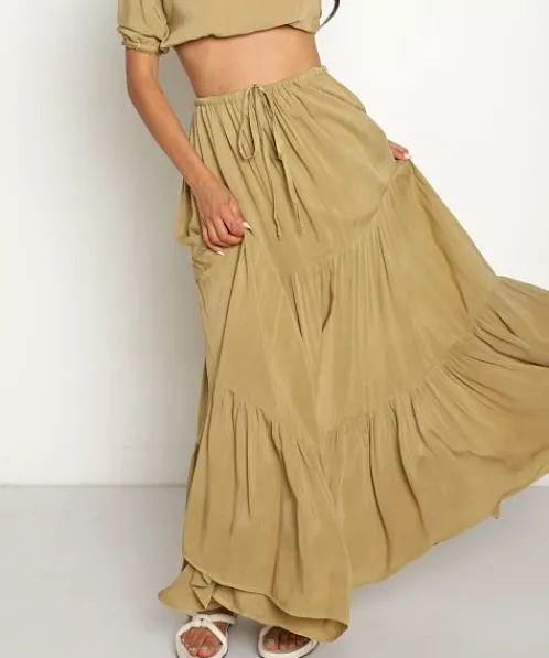Jen's Pirate Booty Skirts>Johana Maxi Skirt Olive