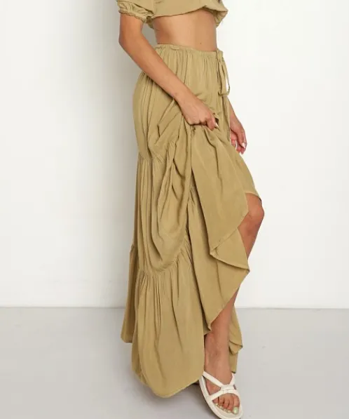 Jen's Pirate Booty Skirts>Johana Maxi Skirt Olive