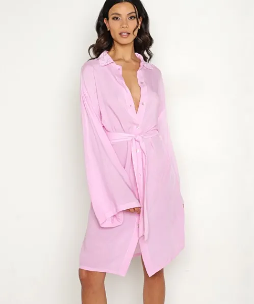 Jen's Pirate Booty Dresses>Morrison Button Up Dress Baby Pink