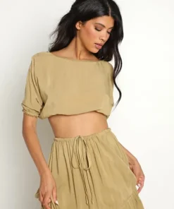 Jen's Pirate Booty Tops>Page Crop Top Olive