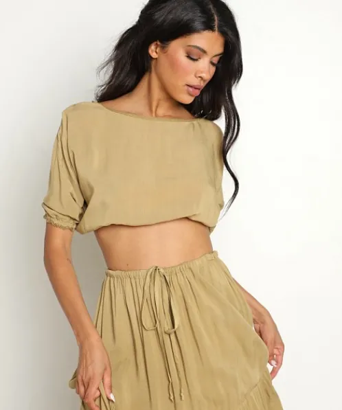 Jen's Pirate Booty Tops>Page Crop Top Olive