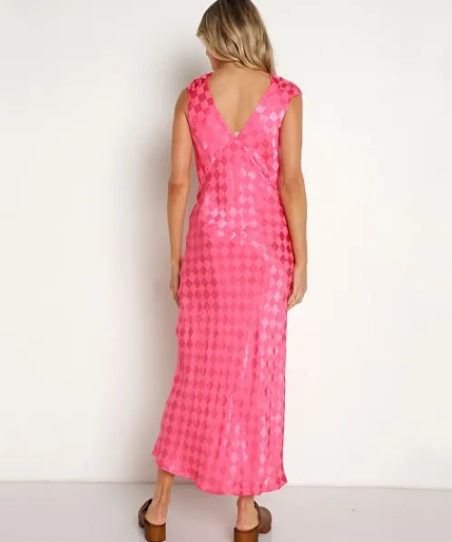 Jen's Pirate Booty Dresses>Wavecrest Maxi Hot Pink Check Jacquard