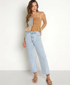 Jen's Pirate Booty Tops>Wild Side Crop Top Daydream Patch Work