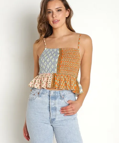 Jen's Pirate Booty Tops>Wild Side Crop Top Daydream Patch Work