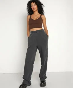 Joah Brown Tops>Contour Crop Tank Suede Umber