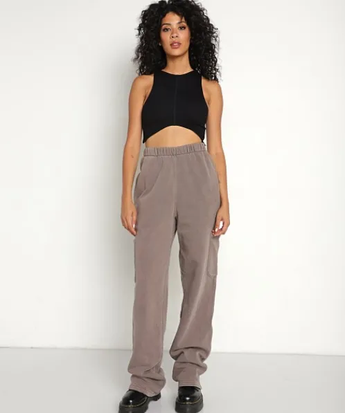 Joah Brown Tops>Curve Crop Tank Black