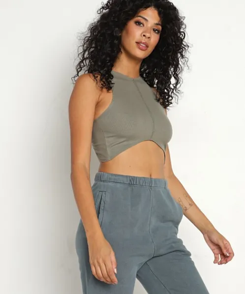 Joah Brown Tops>Curve Crop Tank Summit
