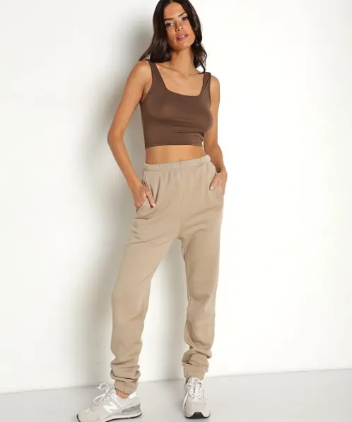 Joah Brown Pants>Empire Jogger Desert French Terry