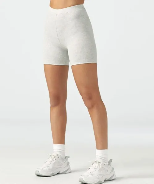 Joah Brown Shorts>Midi Flex Rib Short Pearl Grey
