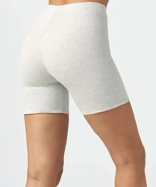 Joah Brown Shorts>Midi Flex Rib Short Pearl Grey