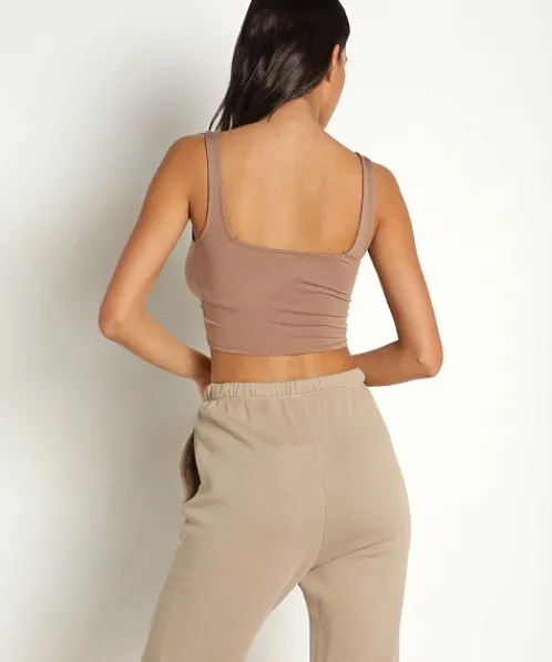 Joah Brown Tops>Square Neck Crop Tank Sienna