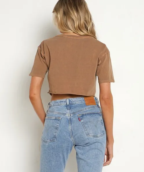 Joah Brown Tops>Twist Tee Cotton Toast