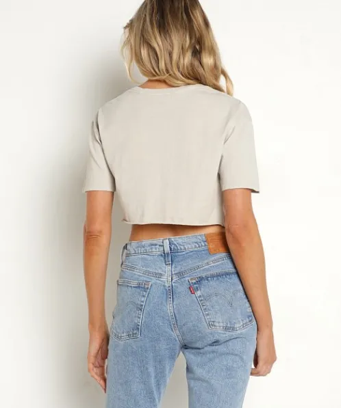 Joah Brown Tops>Twist Tee Cotton Fog