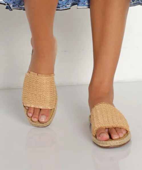 Kaanas Sandals>Kangar Frayed Espadrille Sandal Natural