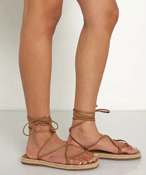 Kaanas Sandals>Petani Ankle Wrap Sandal Coffee