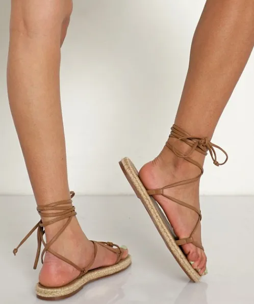 Kaanas Sandals>Petani Ankle Wrap Sandal Coffee