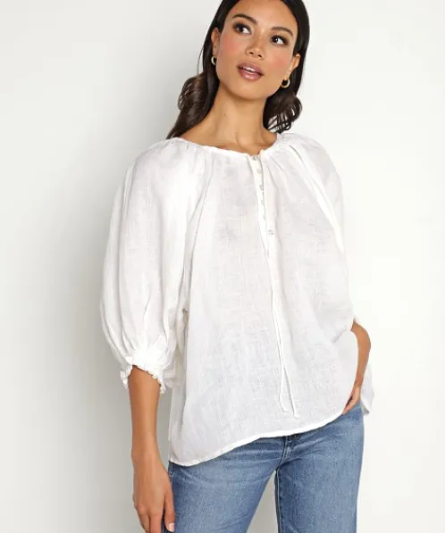 Kinga Csilla Tops>La Casa True Blouse White Linen