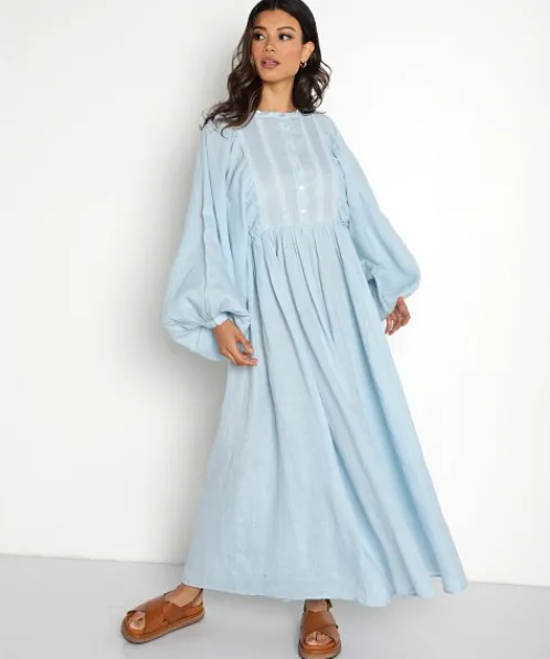 Kinga Csilla Dresses>Mascali Dress Blue Linen