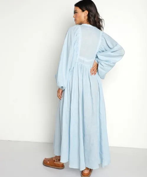 Kinga Csilla Dresses>Mascali Dress Blue Linen
