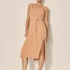 KIVARI Dresses>Arizona Rib Midi Dress Tangerine