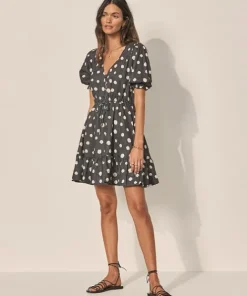 KIVARI Dresses>Frida Babydoll Mini Dress Navy Shell
