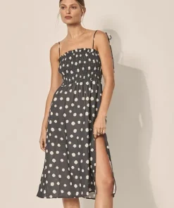 KIVARI Dresses>Frida Midi Dress Navy Shell