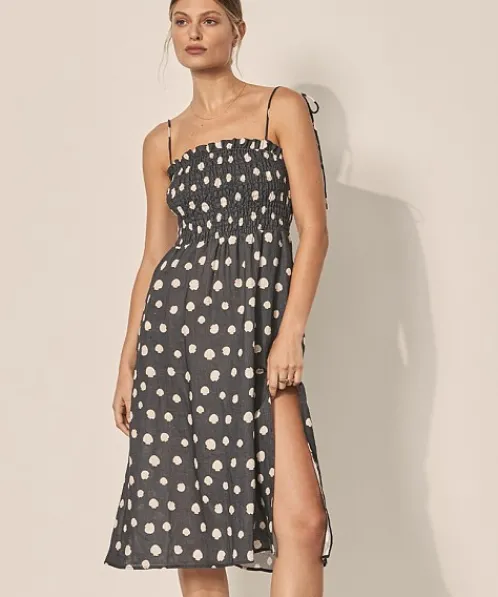 KIVARI Dresses>Frida Midi Dress Navy Shell