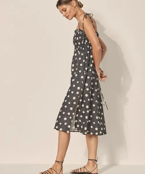 KIVARI Dresses>Frida Midi Dress Navy Shell