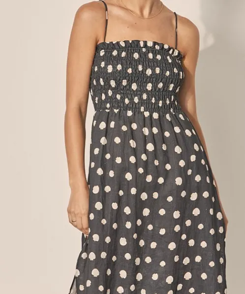 KIVARI Dresses>Frida Midi Dress Navy Shell