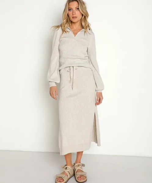 KIVARI Skirts>Giselle Knit Skirt Wheat