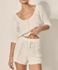 KIVARI Knits | Shorts>Meadow Knit Short White Pointelle