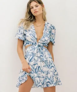 KIVARI Dresses>Solange Cut Out Mini Dress Solange Palm