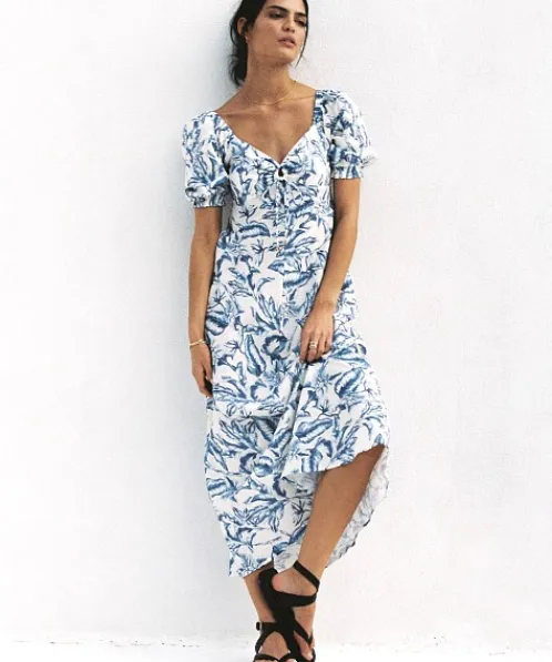 KIVARI Dresses>Solange Keyhole Maxi Dress Solange Palm