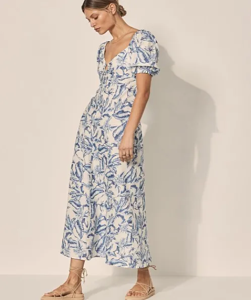 KIVARI Dresses>Solange Keyhole Maxi Dress Solange Palm