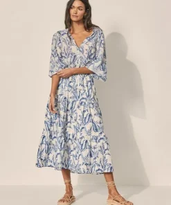 KIVARI Skirts>Solange Tiered Midi Skirt Solange Palm
