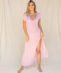 L Space Cover Ups>Mina Knit Cover Up Dress Very Berry