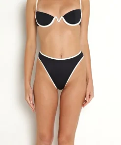 L Space Bikinis>Nora Bikini Bottom Black/Cream