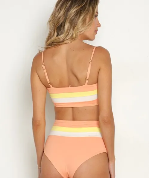 L Space Bikinis>Rebel Stripe Bikini Top Tangy Lemon Drop Cream