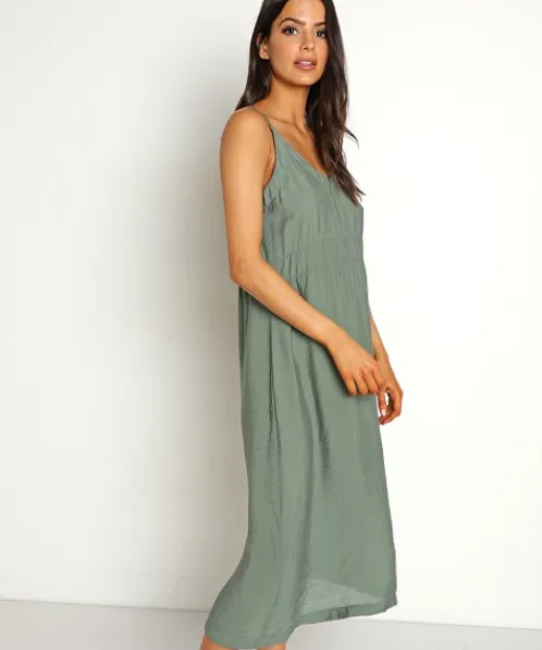 LACAUSA Dresses>Alma Slip Dress Seaweed